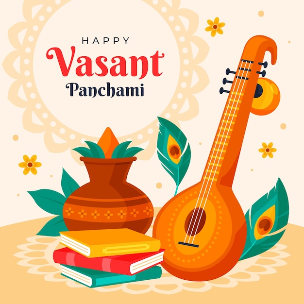 vasant panchami 축제에 대한 평면 그림