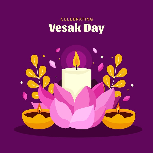 Flat illustration for vesak festival celebration