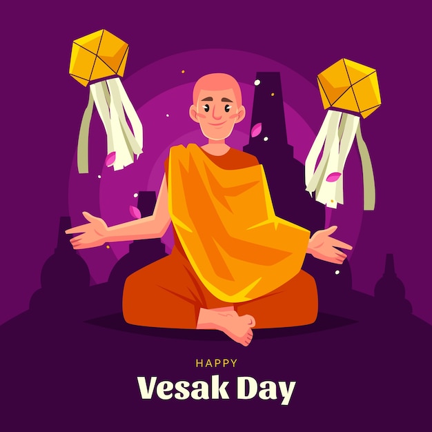 flat illustration for vesak festival celebration