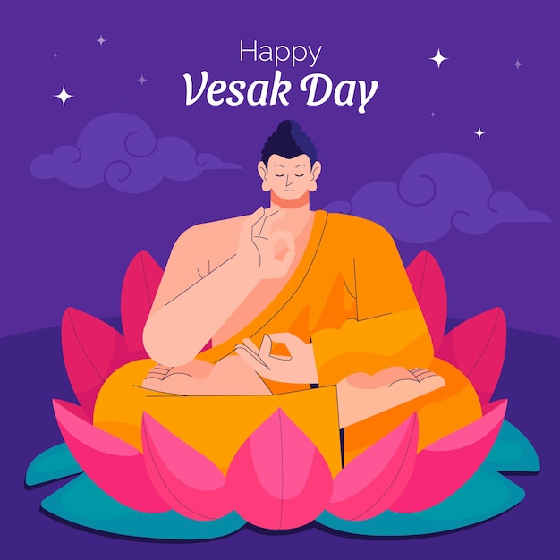 Vector flat illustration for vesak festival celebration