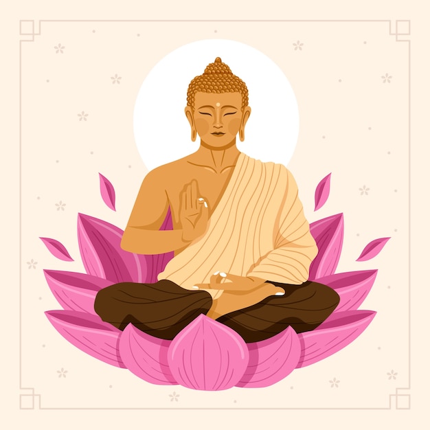 Flat illustration for vesak festival celebration