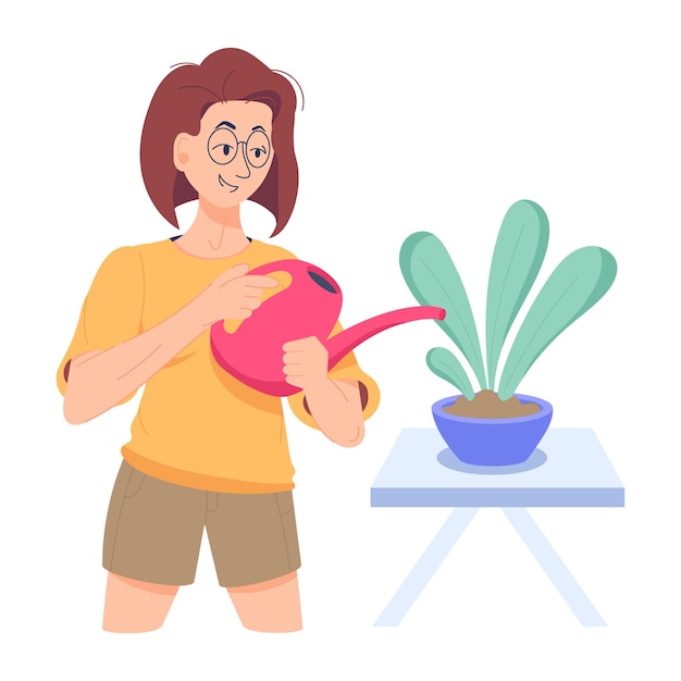 Flat illustration of watering plant