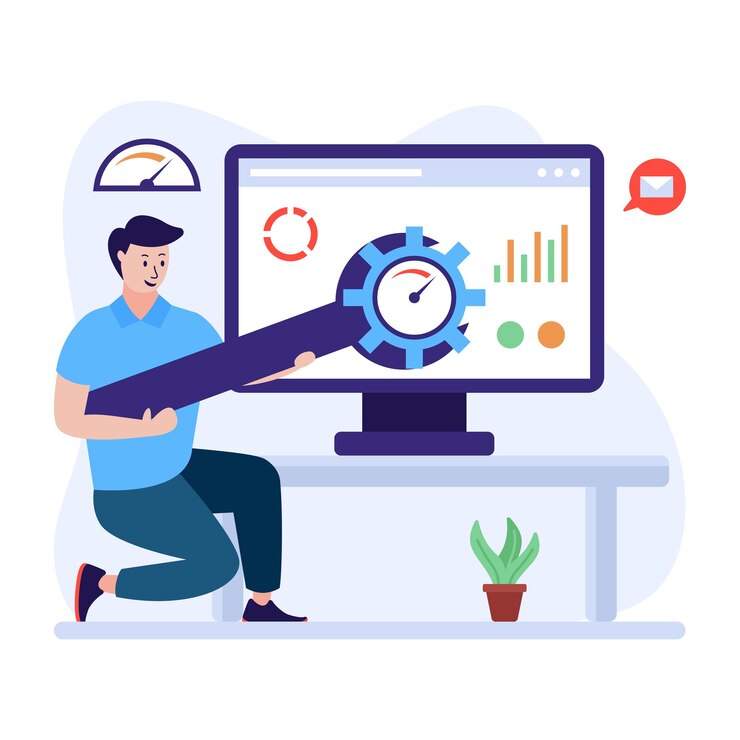 Vector flat illustration of web optimization in modern design