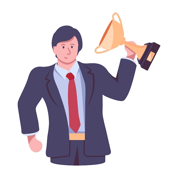 flat illustration of winner businessman