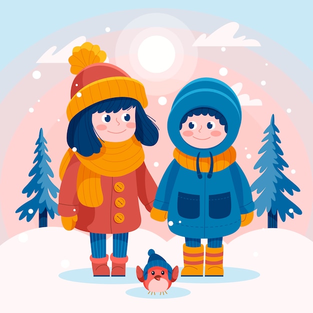 Vector flat illustration for winter season celebration