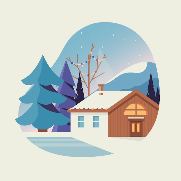 Vector flat illustration for winter season celebration