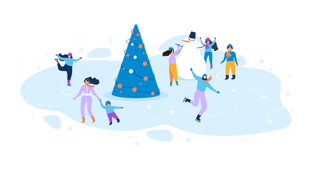 Vector flat illustration winterpret voor kinderen en volwassenen.