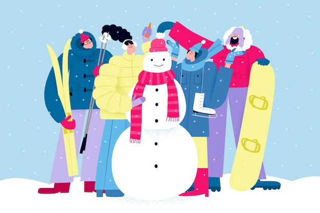 Flat illustration for wintertime season