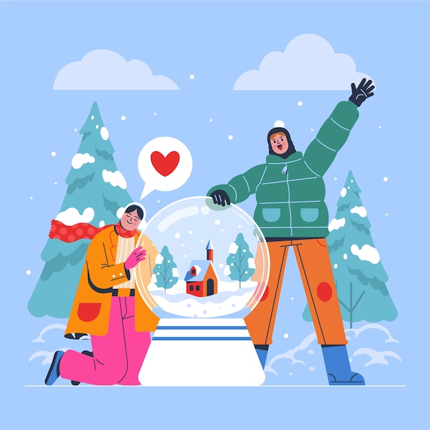 Vector flat illustration for wintertime season