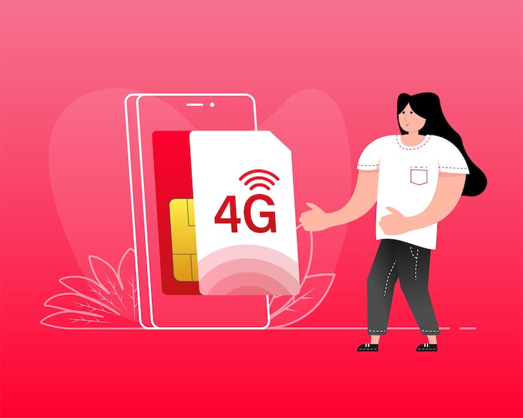 Vector flat illustration with 4g network people flat vector illustration
