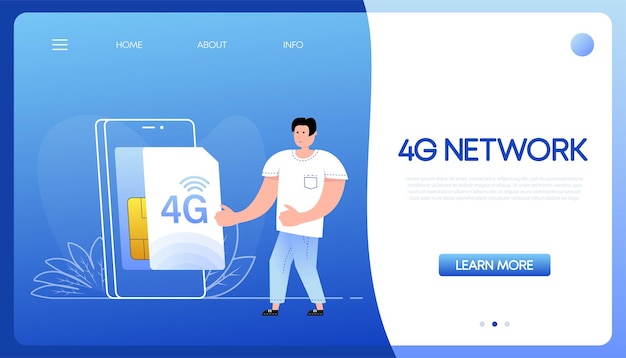 Плоская иллюстрация с сетевыми людьми 4g Плоская векторная иллюстрация