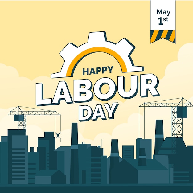 Flat illustration with city for labour day