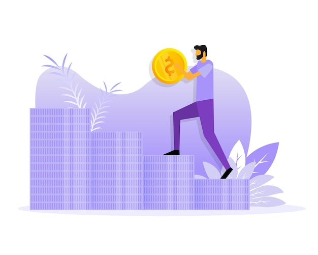 Flat illustration with investment management people coins flat vector illustration