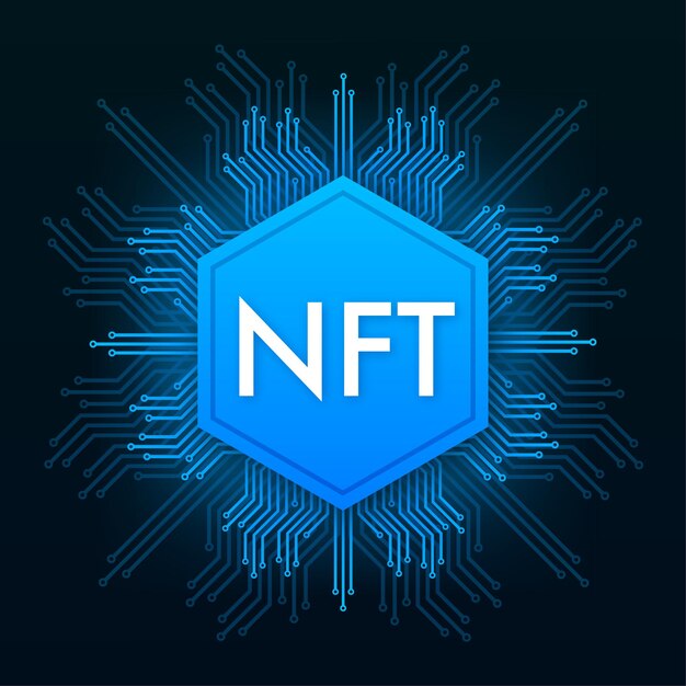 Nftノートパソコンの画面とフラットなイラスト。バナーベクトル。フラットなデザイン。ベクトルデザインアート。