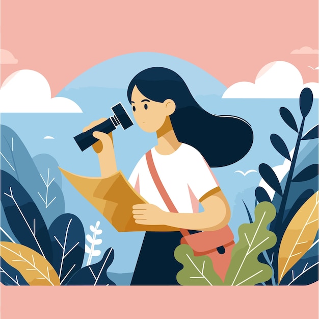 Vector a flat illustration of a woman discover