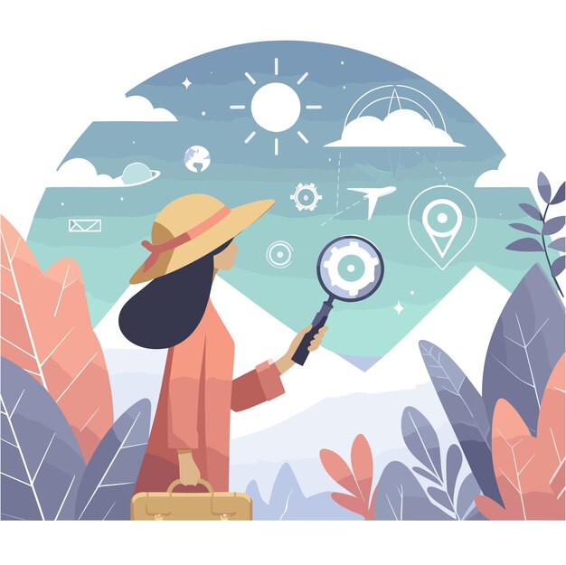 Vector a flat illustration of a woman discover