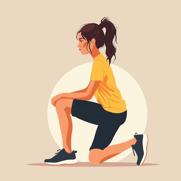 Vector flat illustration of woman exercising woman doing lunges