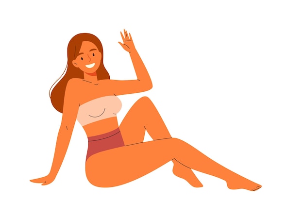 Flat illustration of woman in swimsuit