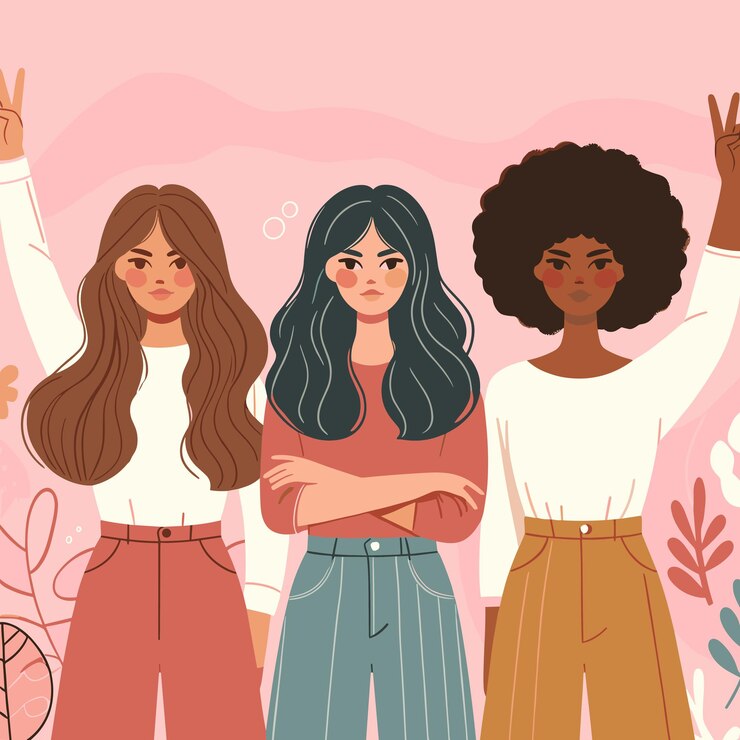 フラット イラスト 女性のエンパワーメント