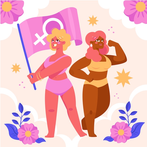 Flat illustration women's day celebration