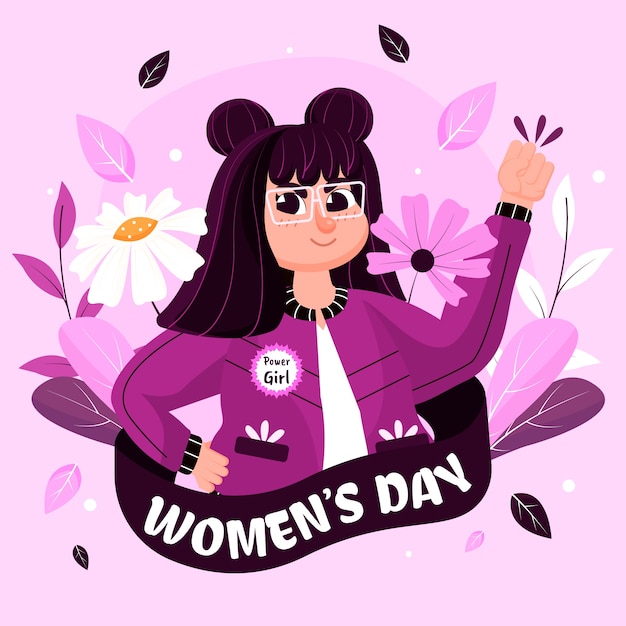 평면 그림 여성의 날 축하