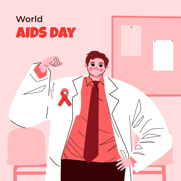 Vector flat illustration for world aids day awareness