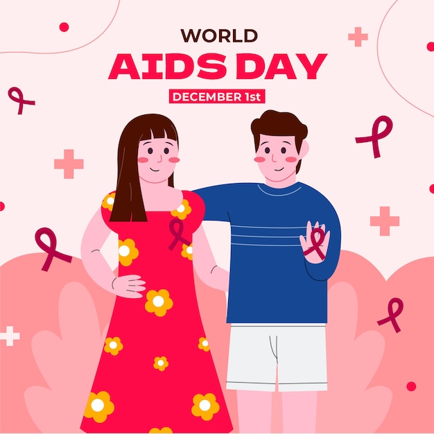 세계 에이즈 의 날 에 대한 인식 을 높이기 위한 평평 한 그림