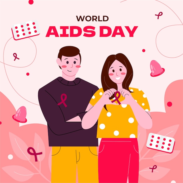 Flat illustration for world aids day awareness