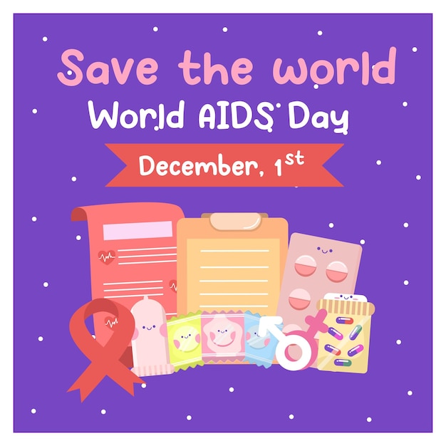 Flat illustration for world aids day awareness