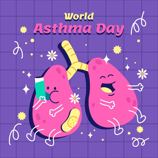 Flat illustration for world asthma day awareness