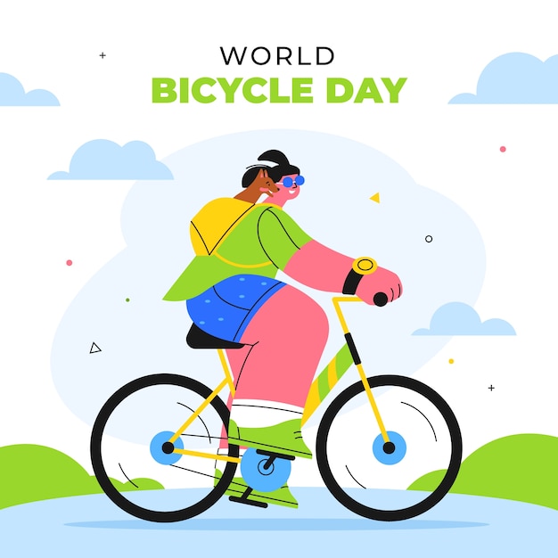 世界自転車デーのお祝いのフラットの図