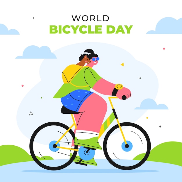 Flat illustration for world bicycle day celebration