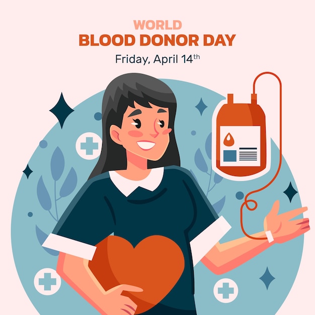Vettore illustrazione piatta per la giornata mondiale del donatore di sangue
