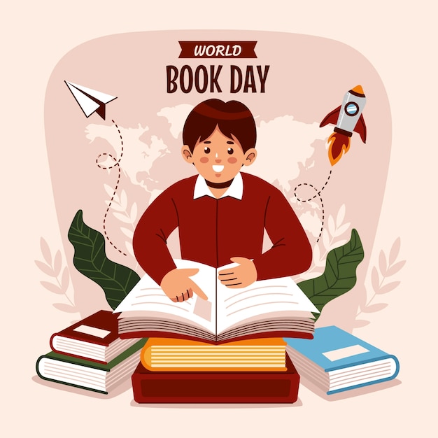 Vector flat illustration for world book day celebration