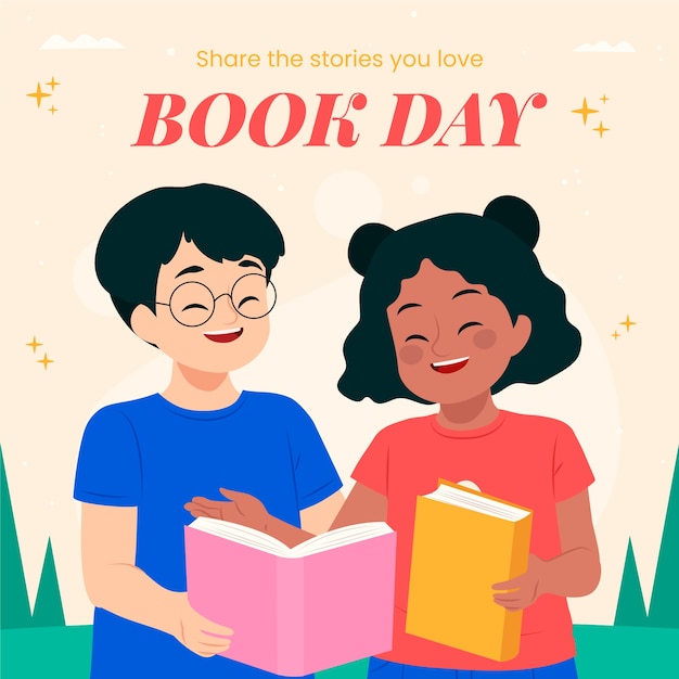 Vector flat illustration for world book day celebration