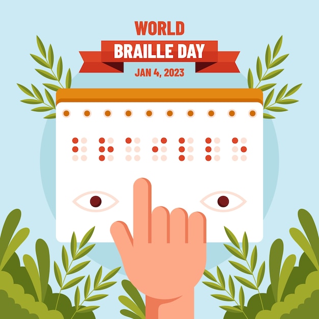 Vector flat illustration for world braille day celebration
