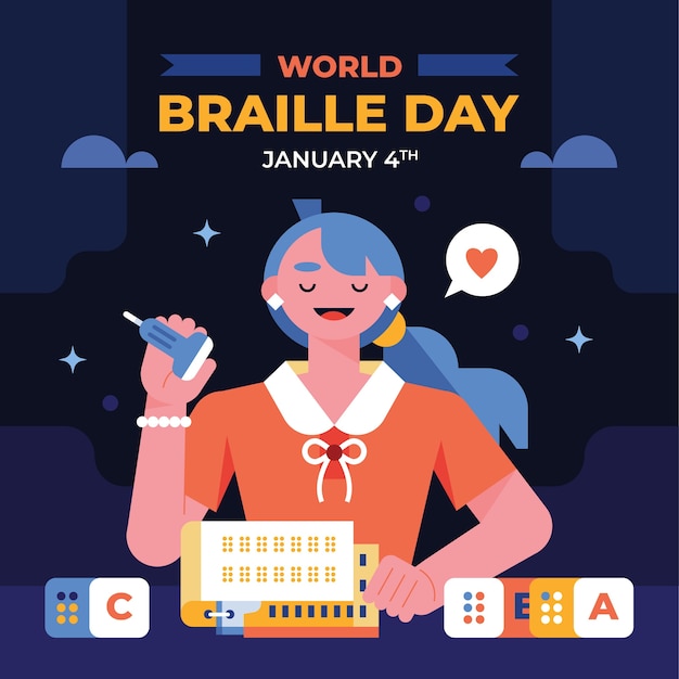 Illustrazione piatta per la giornata mondiale del braille