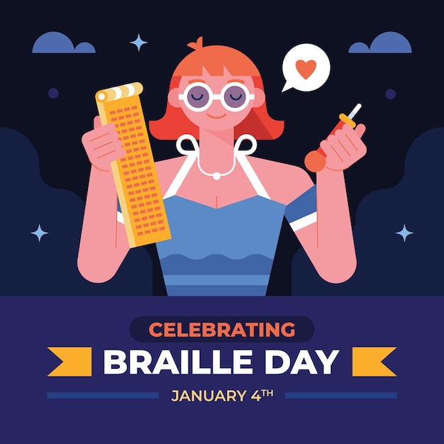 Flat illustration for world braille day