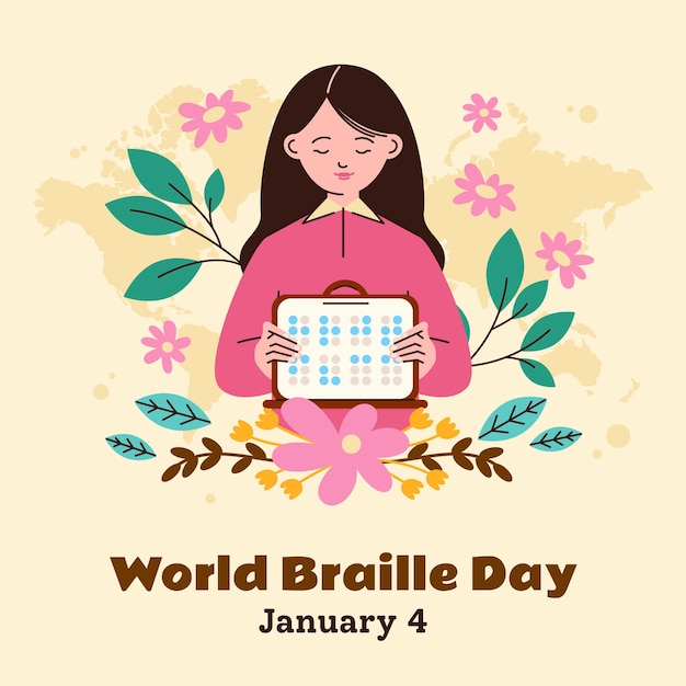 Vector flat illustration for world braille day