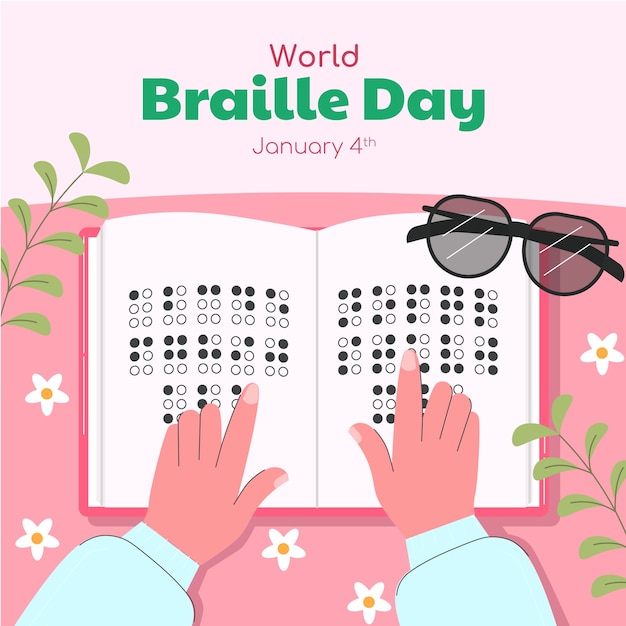 Vector flat illustration for world braille day