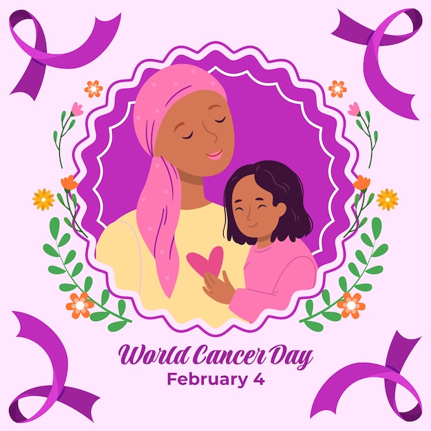 flat illustration for world cancer day awareness
