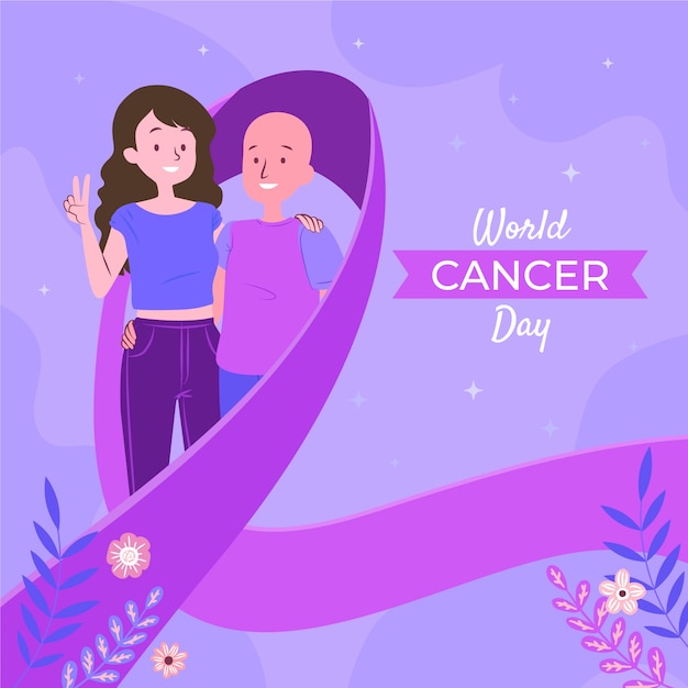 Flat illustration for world cancer day awareness