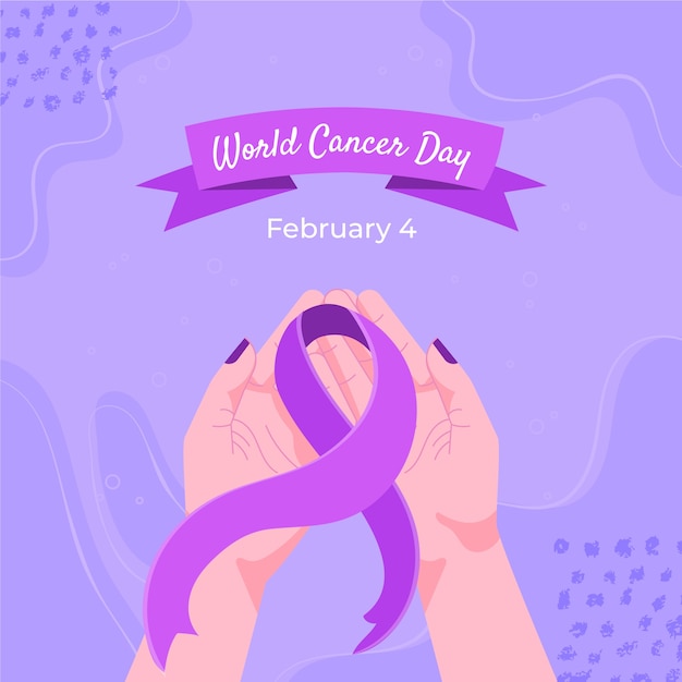 Flat illustration for world cancer day awareness