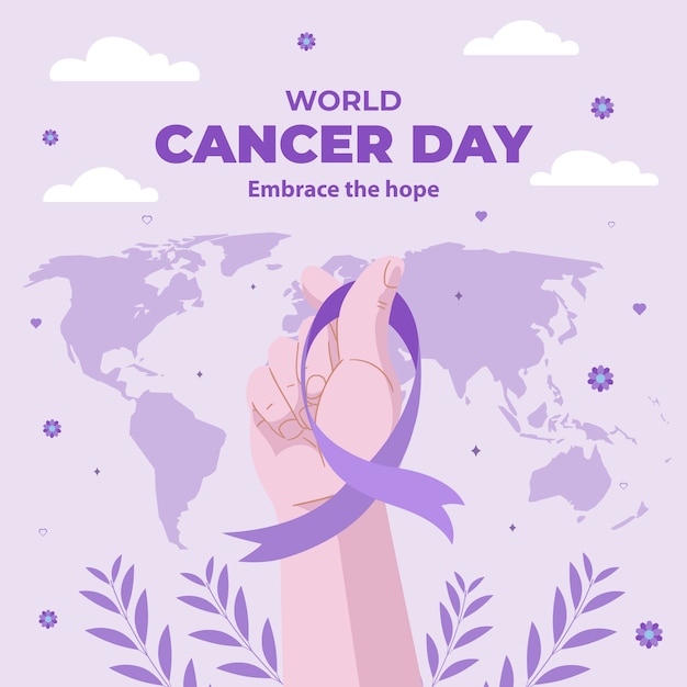 Flat illustration for world cancer day awareness