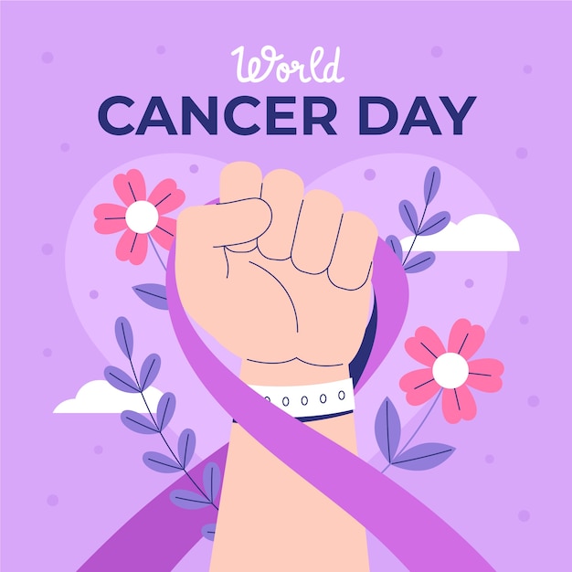 Vector flat illustration for world cancer day awareness