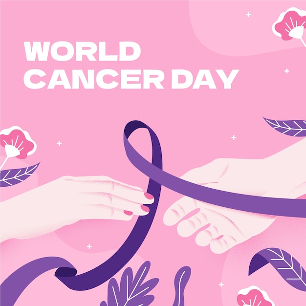 Flat illustration for world cancer day awareness