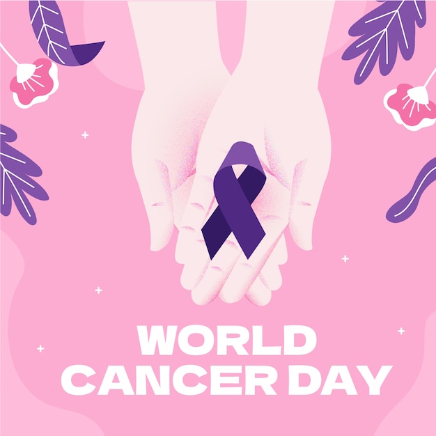 Vector flat illustration for world cancer day awareness