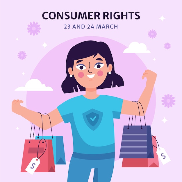 Flat illustration for world consumer rights day