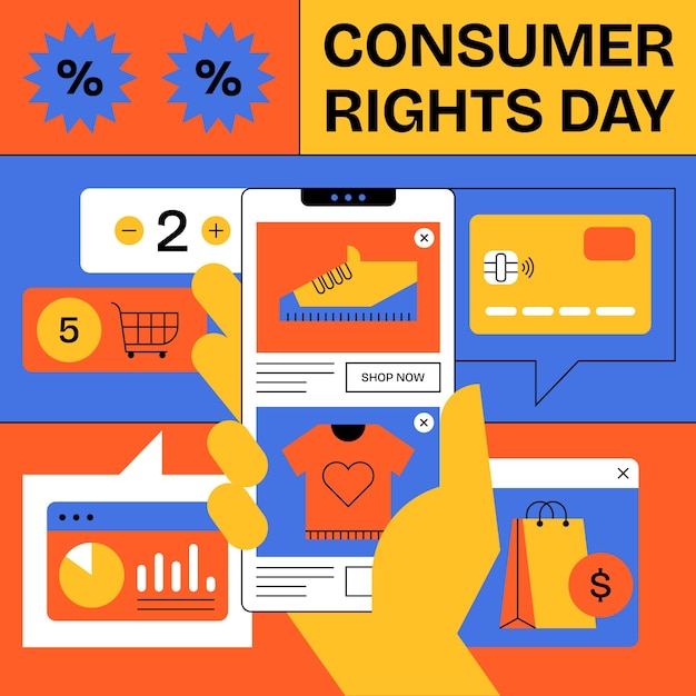 Flat illustration for world consumer rights day