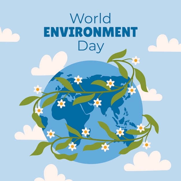 세계 환경의 날 축하를 위한 평면 그림
